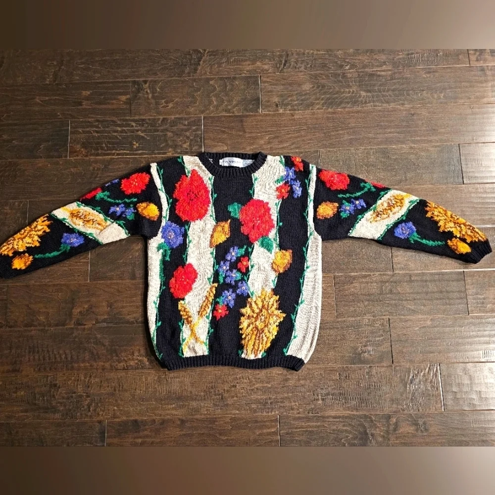 Vintage "The Eagle's Eye" Women's Knit Floral Sweater sz large - Picture 2 of 8